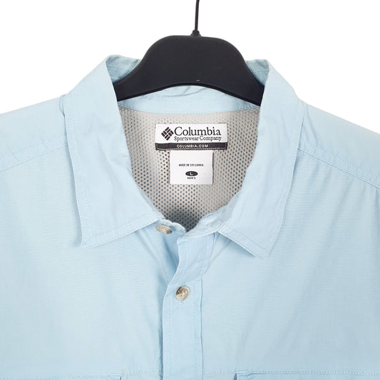 Mens Blue Columbia  Short Sleeve Shirt