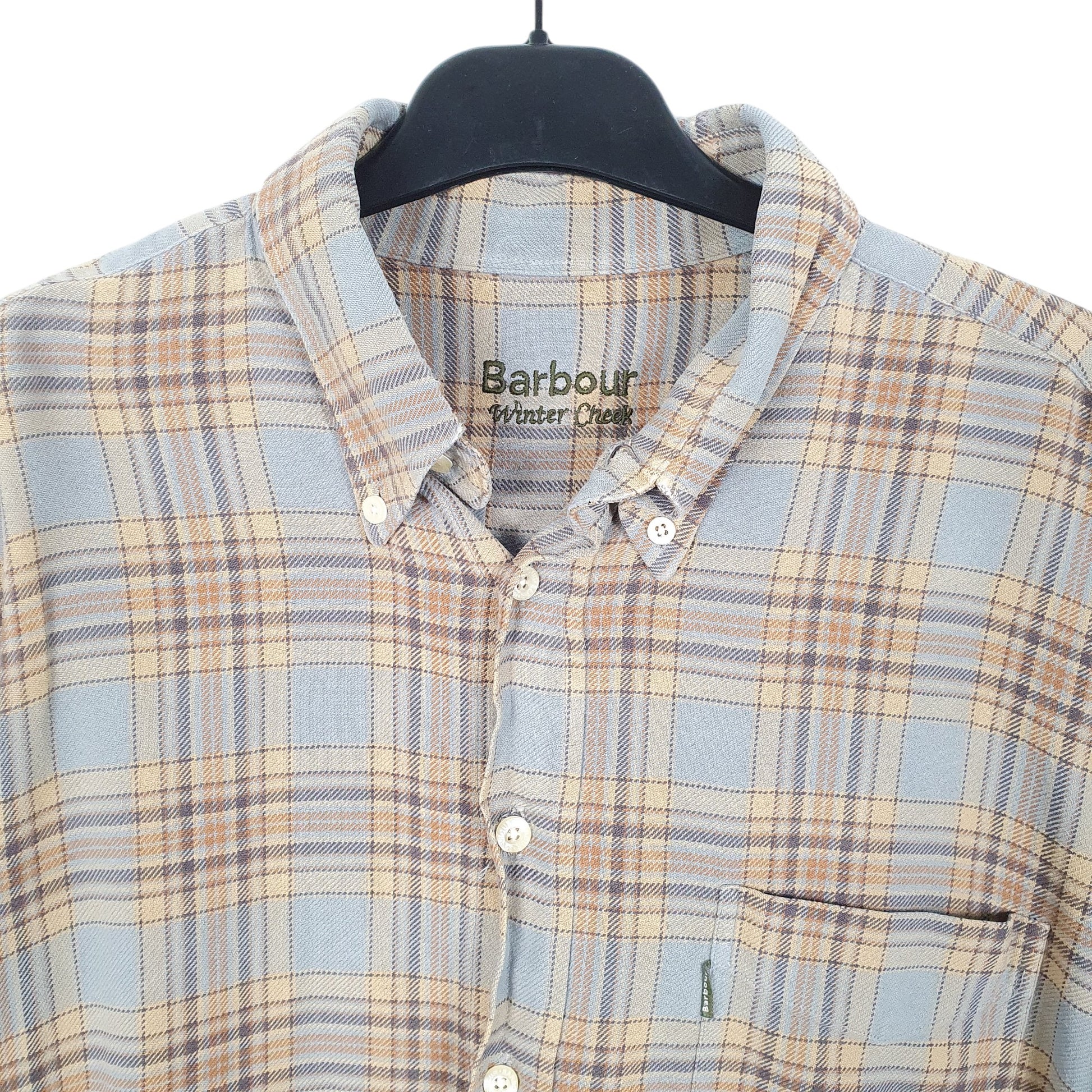 Mens Grey Barbour Winter Check Flannel Overshirt Long Sleeve Shirt