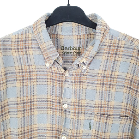 Mens Grey Barbour Winter Check Flannel Overshirt Long Sleeve Shirt