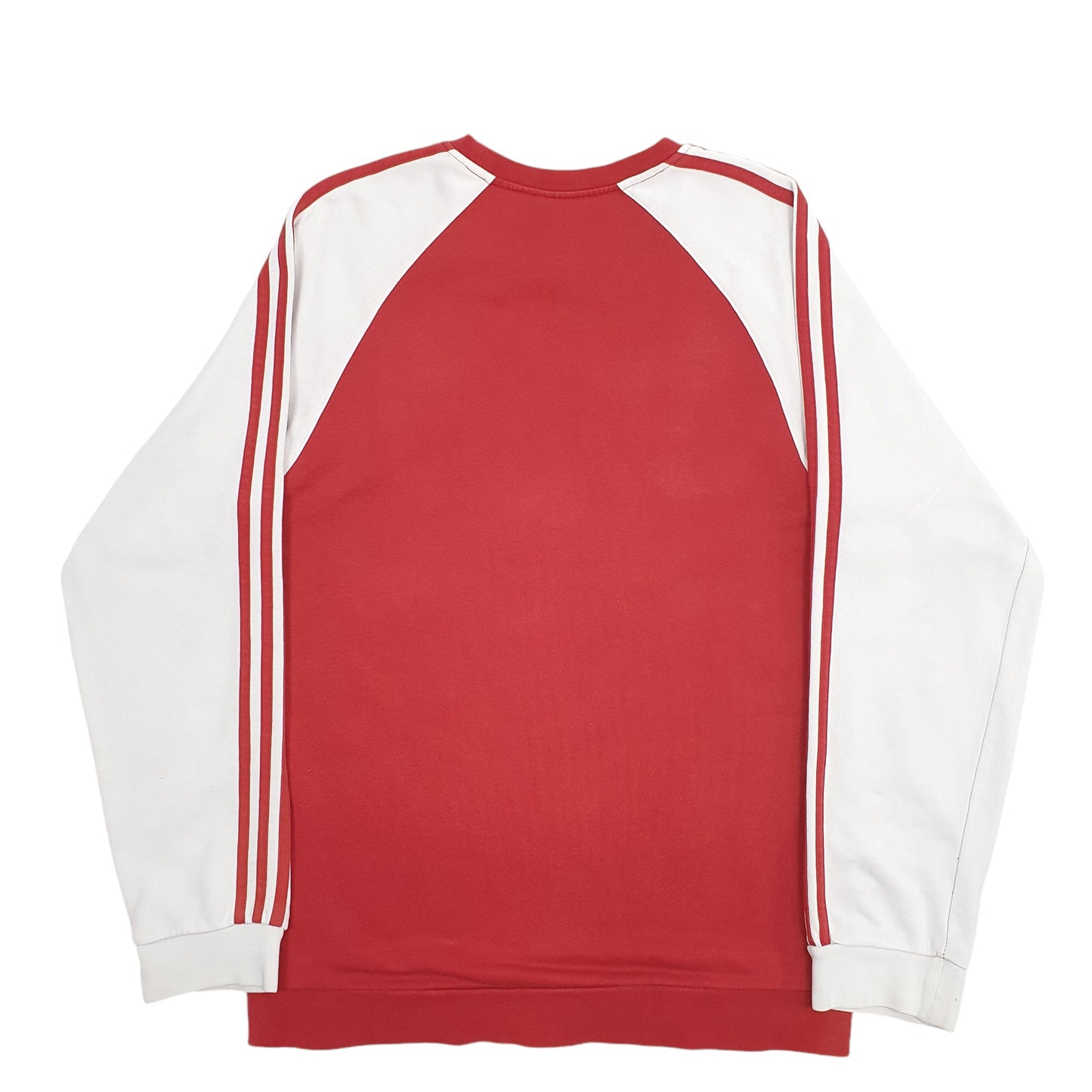 Mens Red Adidas Three Stripe Crewneck Jumper