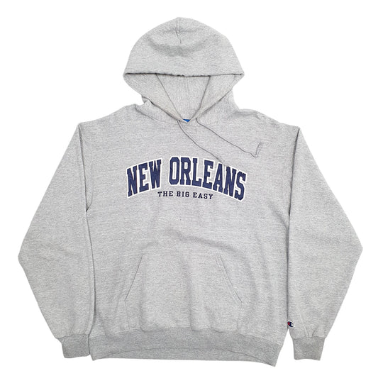 Mens Grey Champion New Orleans Spellout Hoodie Jumper