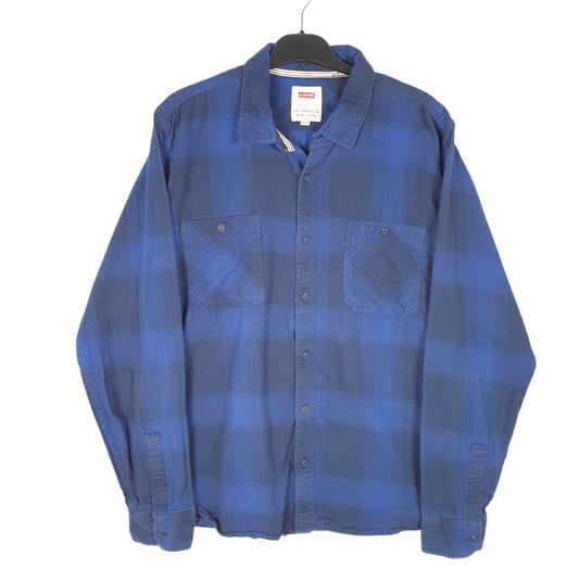 Mens Blue Levis Flannel Lumberjack Long Sleeve Shirt