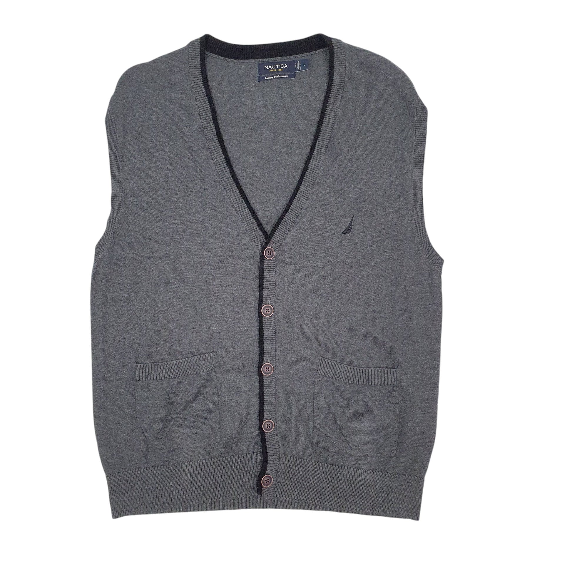 Mens Grey Nautica Luxury Performance Cardigan Jumper