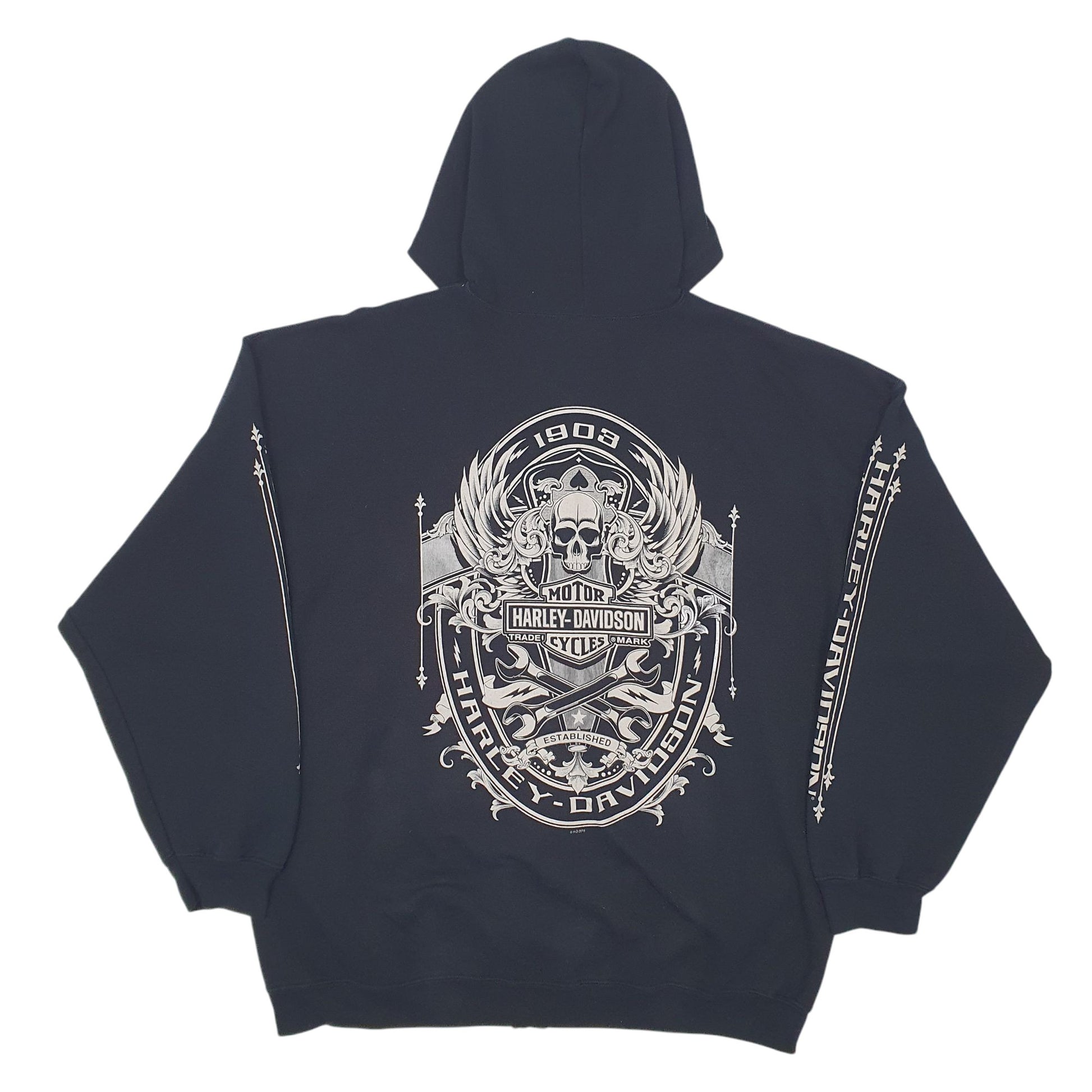 Mens Black Harley Davidson  Full Zip Jumper