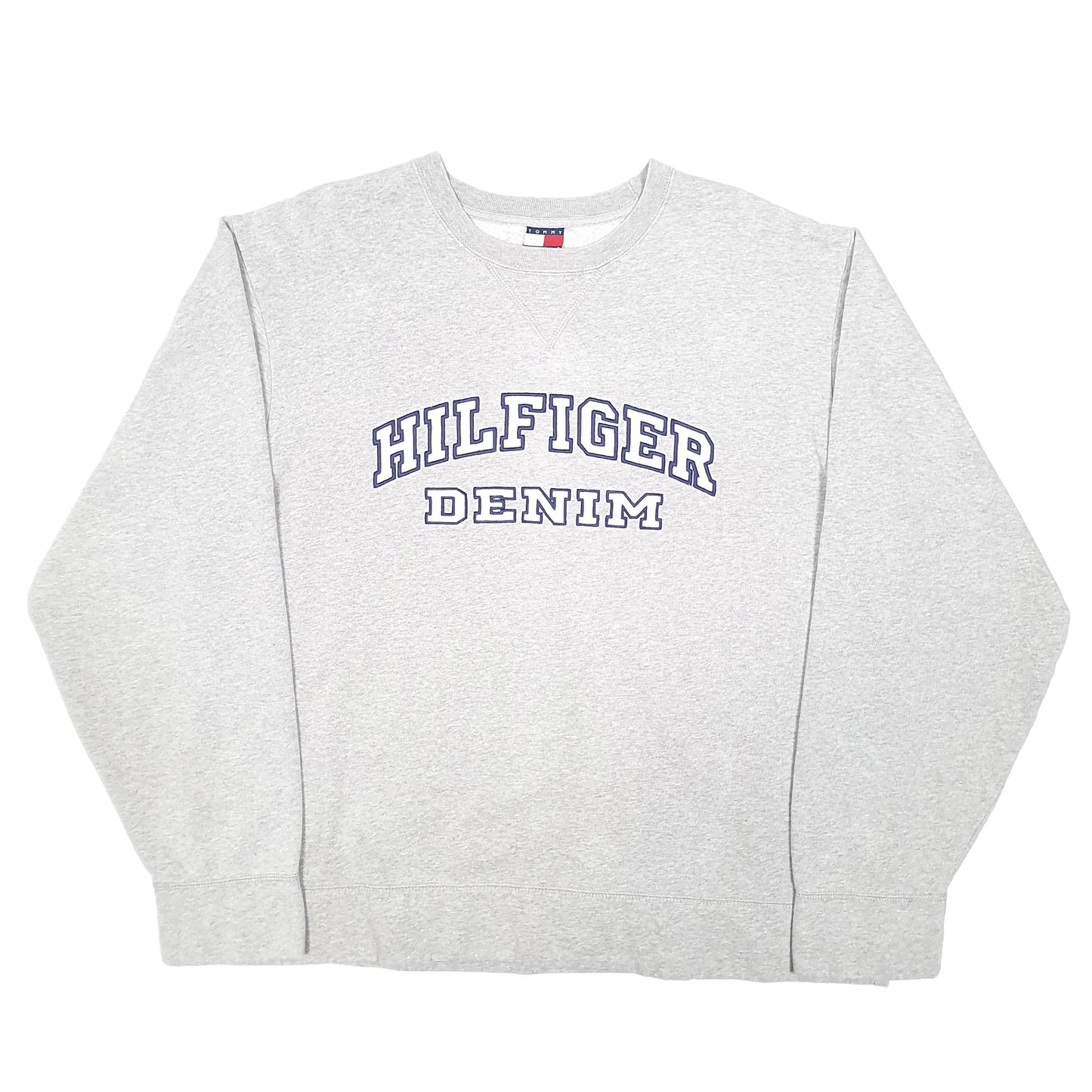 Mens Grey Tommy Hilfiger Denim Spellout Crewneck Jumper
