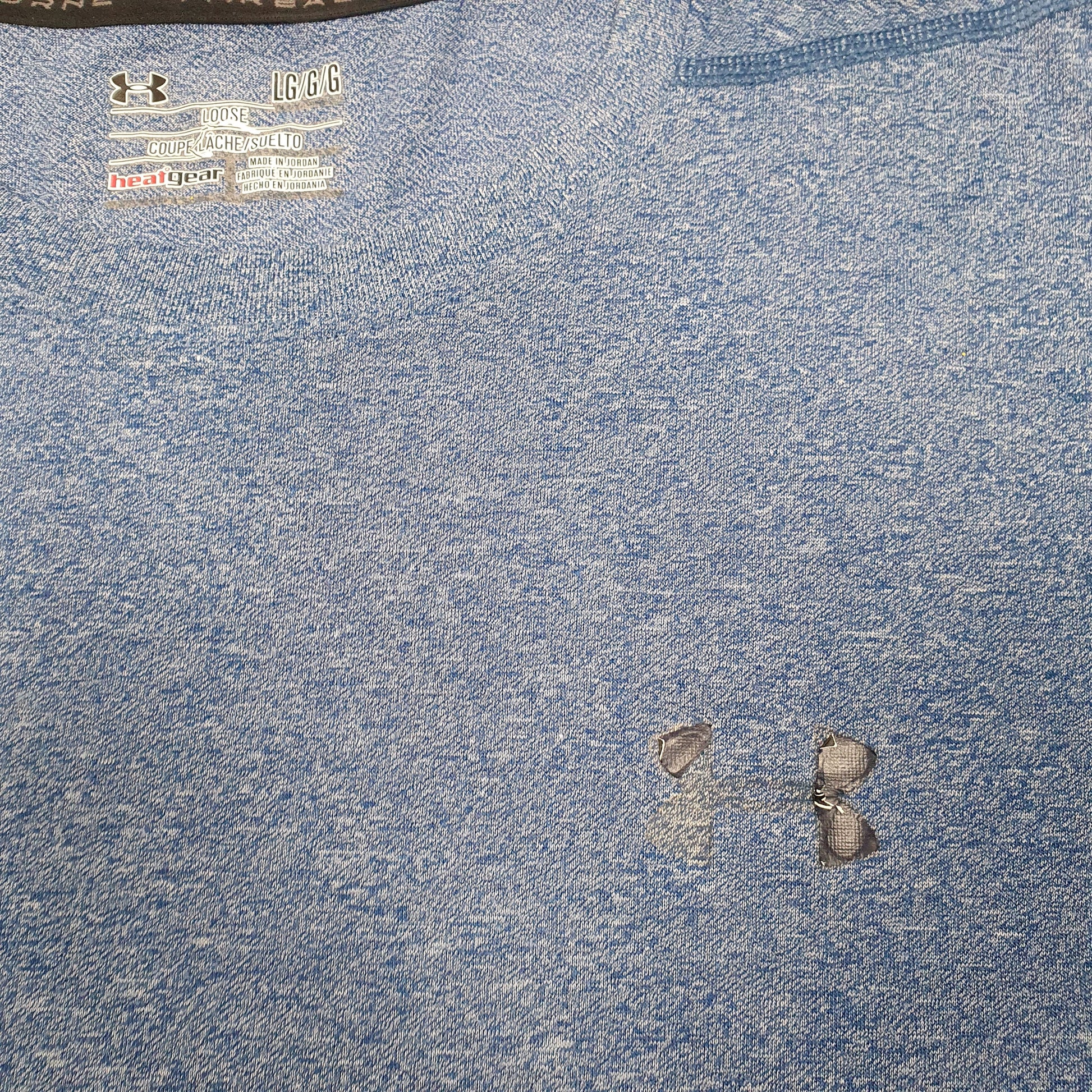 Mens Blue Under Armour Active Workout Gym Heat Gear Short Sleeve T Shirt