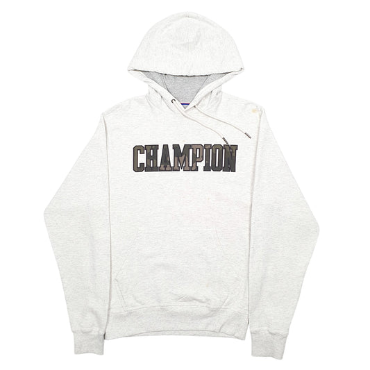 Mens Grey Champion Spellout Hoodie Jumper