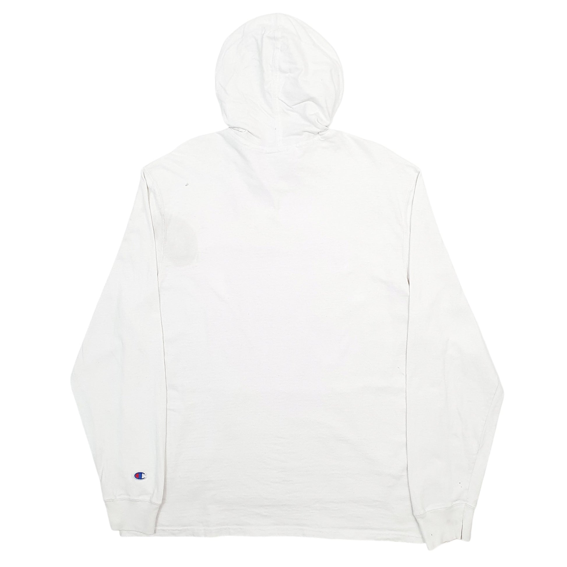 Mens White Champion Spellout Hoodie Jumper