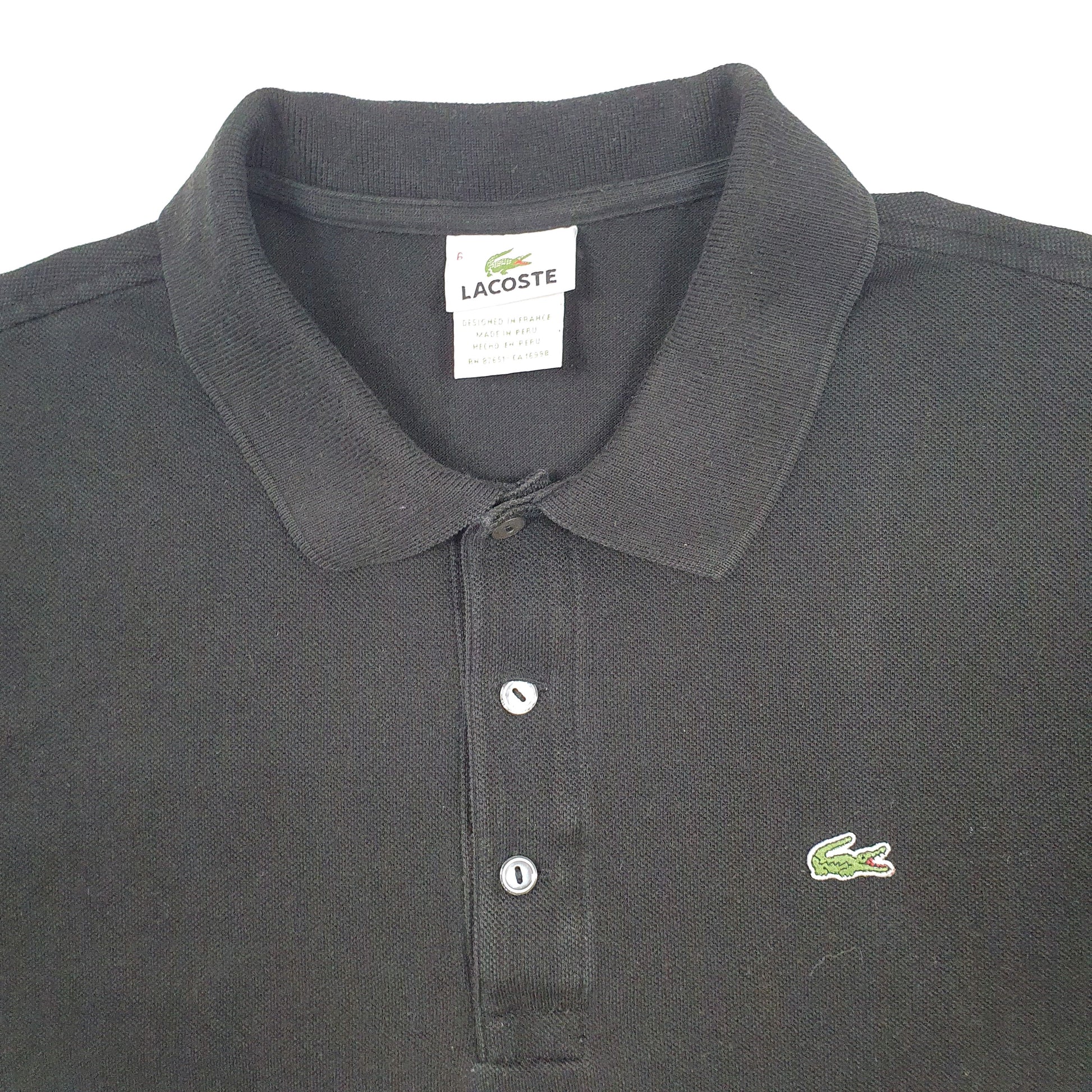 Mens Black Lacoste  Short Sleeve Polo Shirt