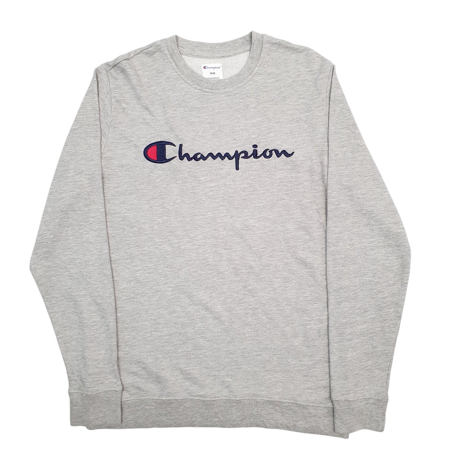 Mens Grey Champion Spellout Crewneck Jumper