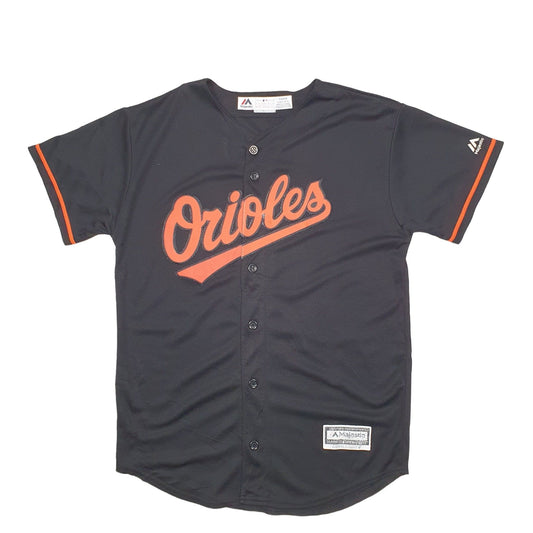 Mens Black Majestic MLB Baseball Jersey Baltimore Orioles Short Sleeve T Shirt