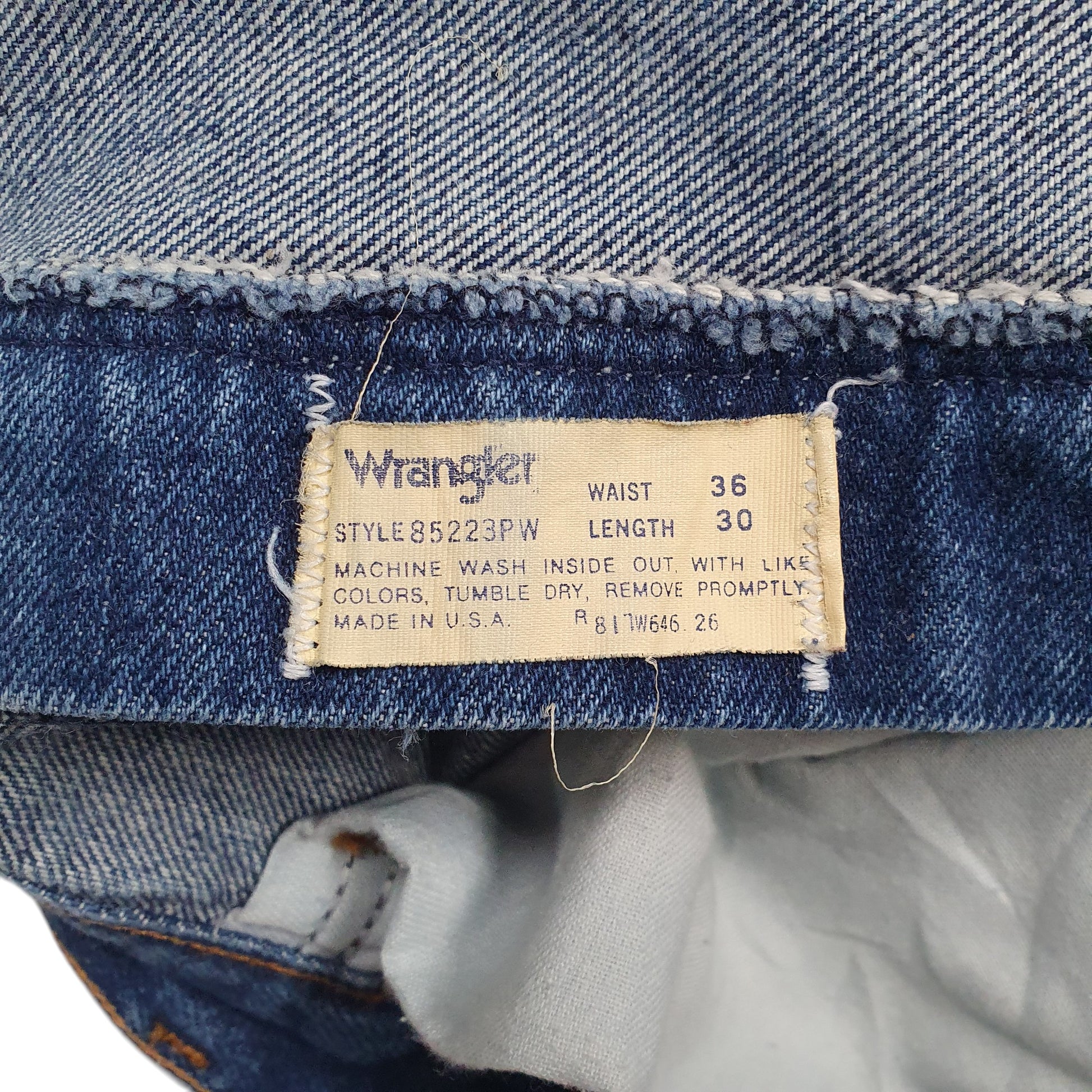 Mens Blue Wrangler Made In USA Vintage Casual JeansW36 L27