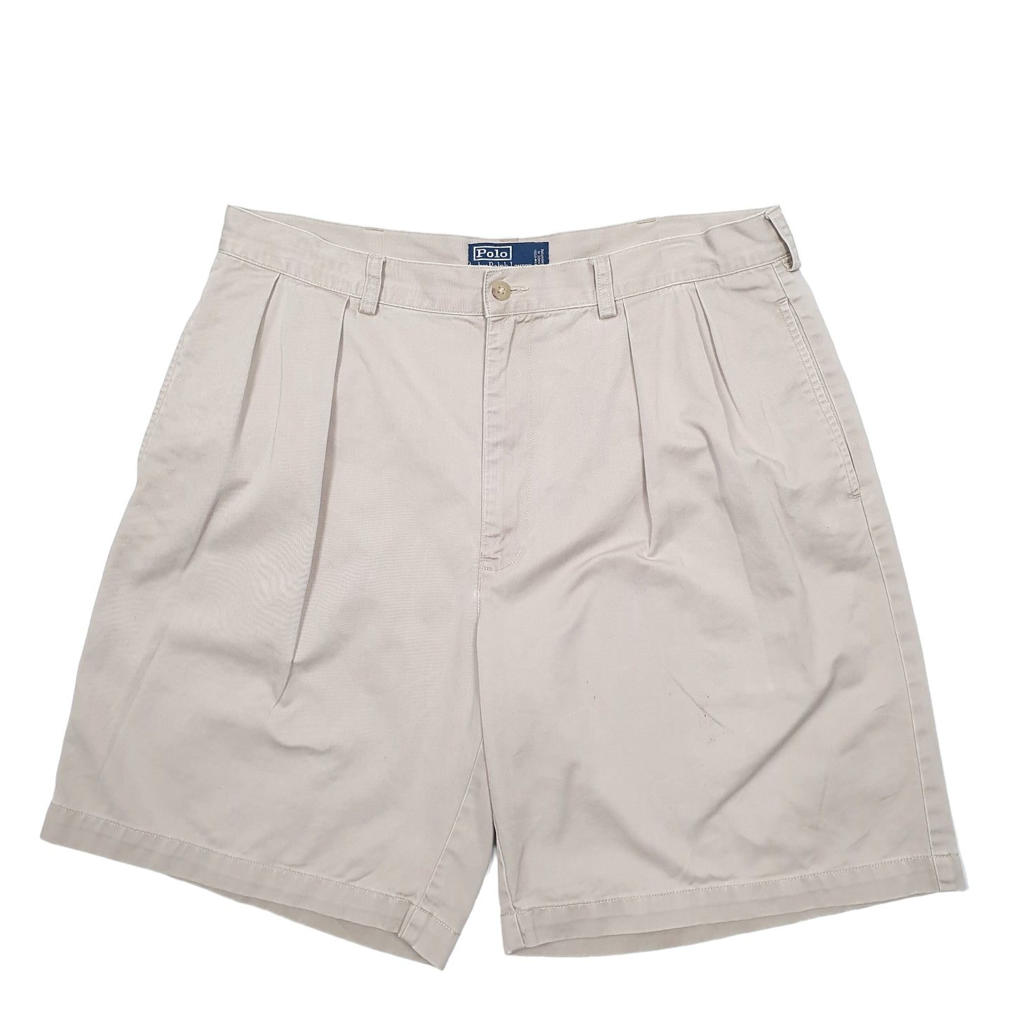 Mens Beige Polo Ralph Lauren Pleated Chino Shorts