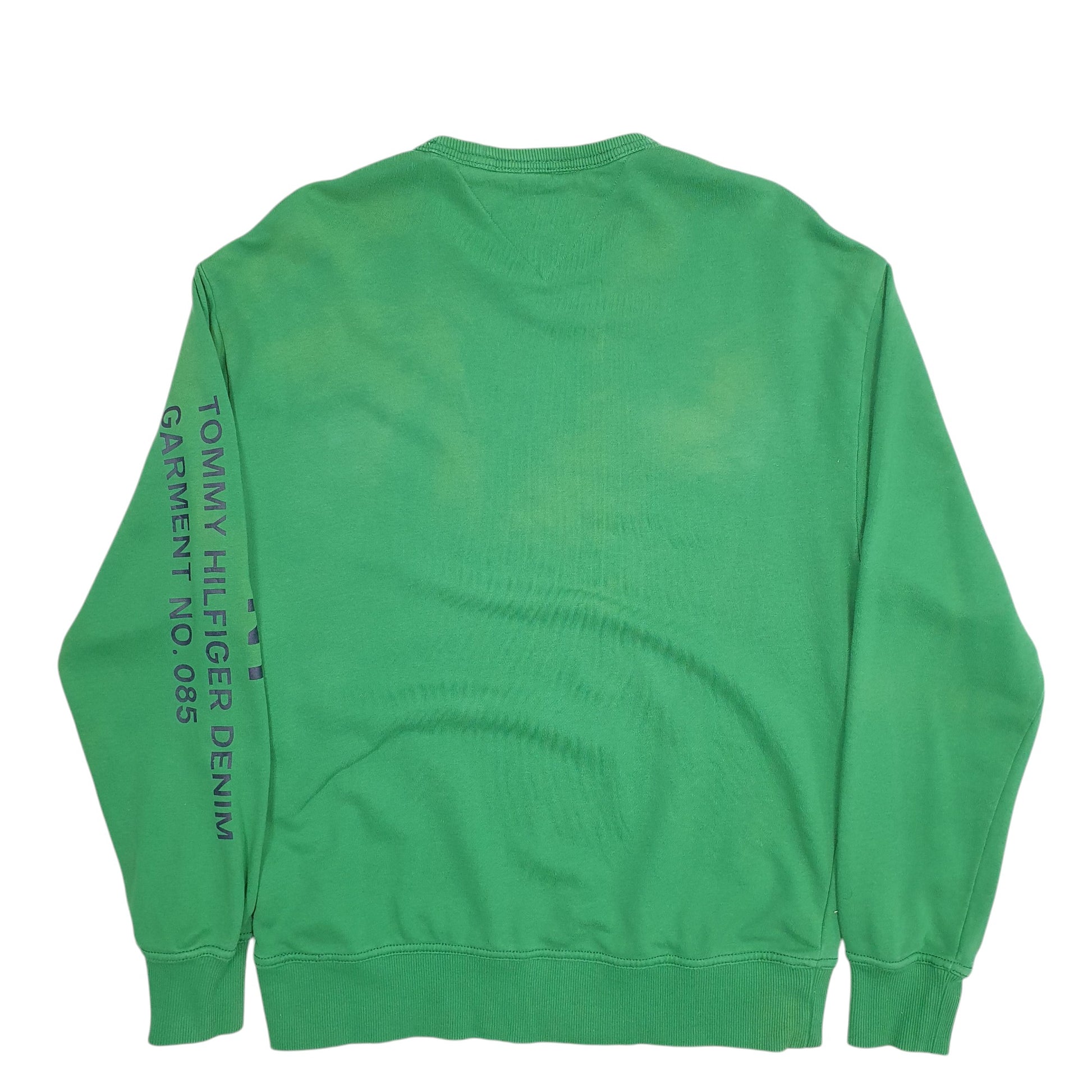 Mens Green Tommy Hilfiger Spellout Crewneck Jumper