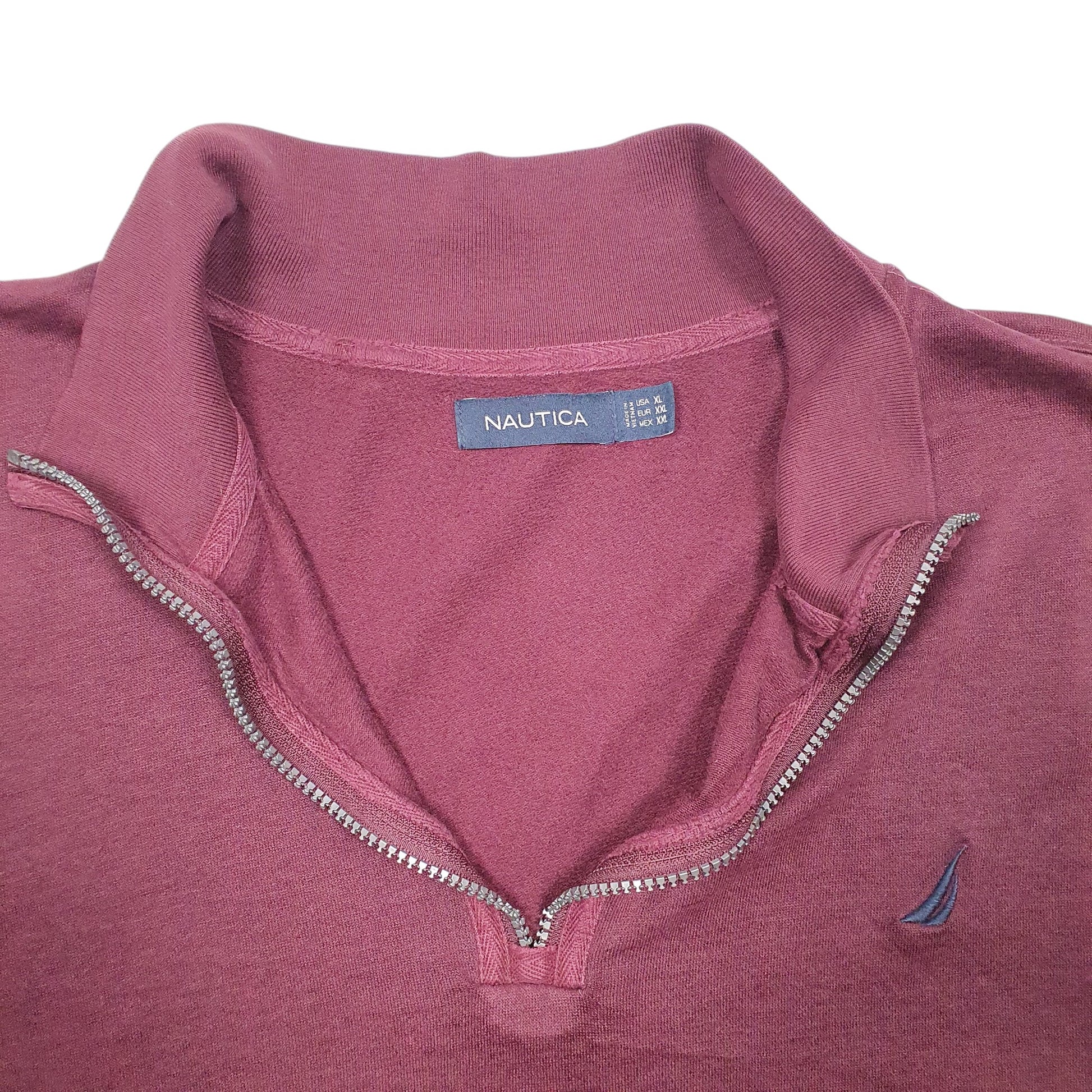 Mens Burgundy Nautica  Quarter Zip Jumper