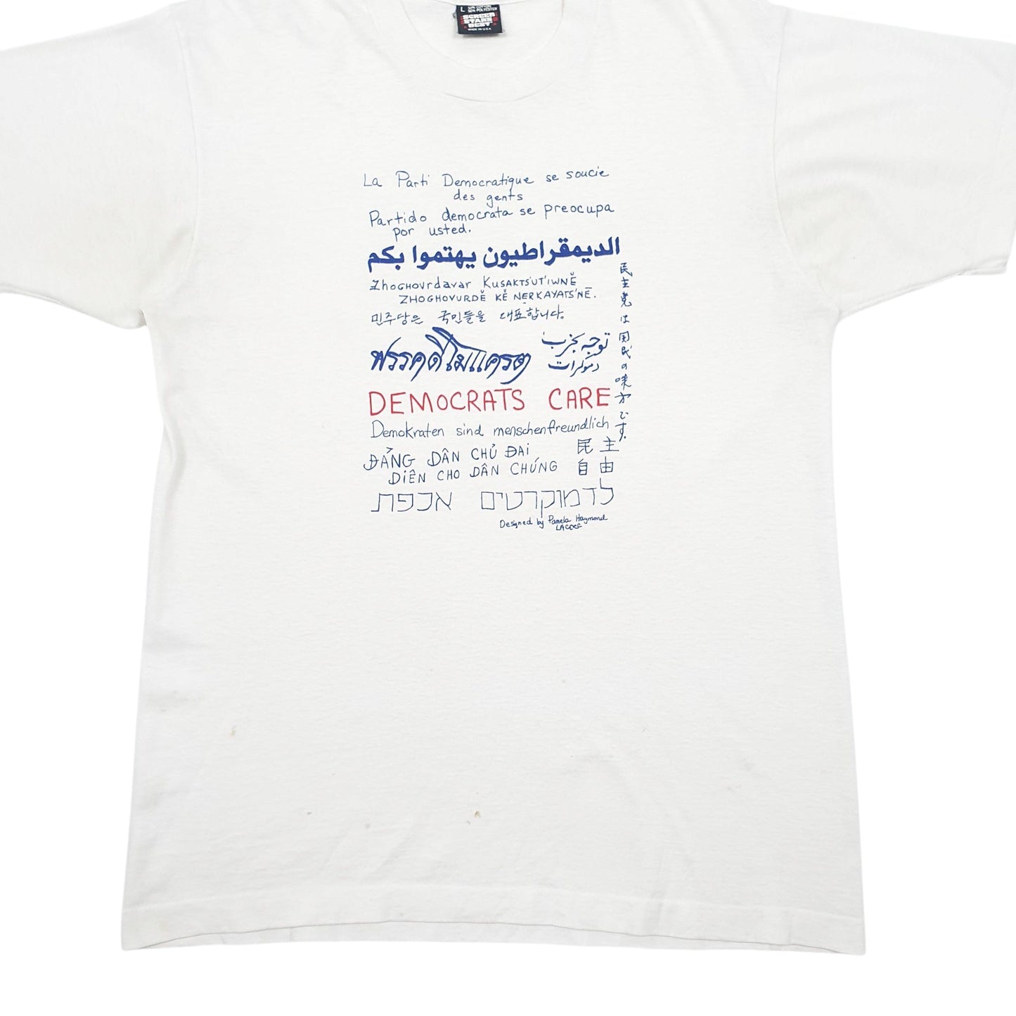 Mens White Screen Stars Single Stitch Vintage 90s Short Sleeve T Shirt