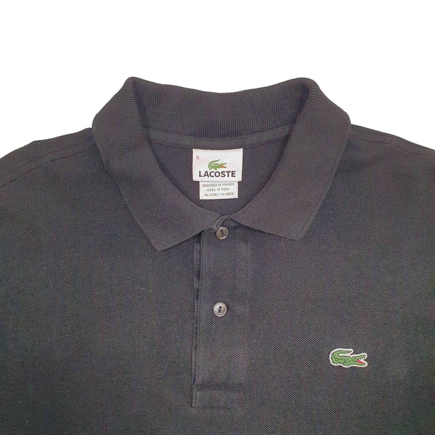 Mens Black Lacoste  Short Sleeve Polo Shirt
