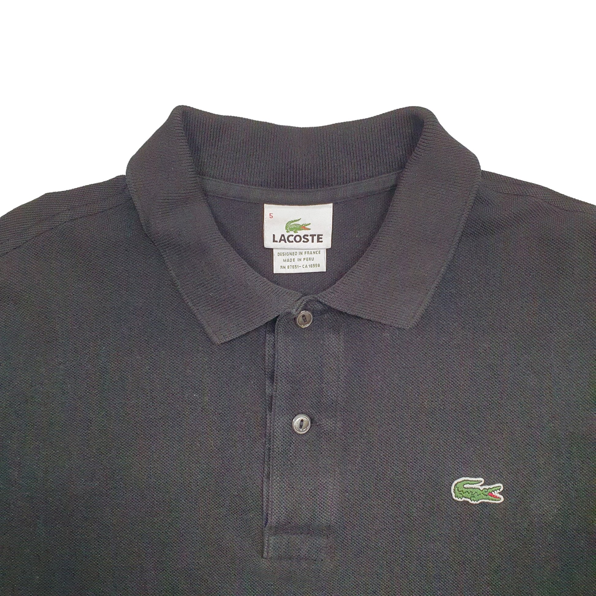 Mens Black Lacoste  Short Sleeve Polo Shirt