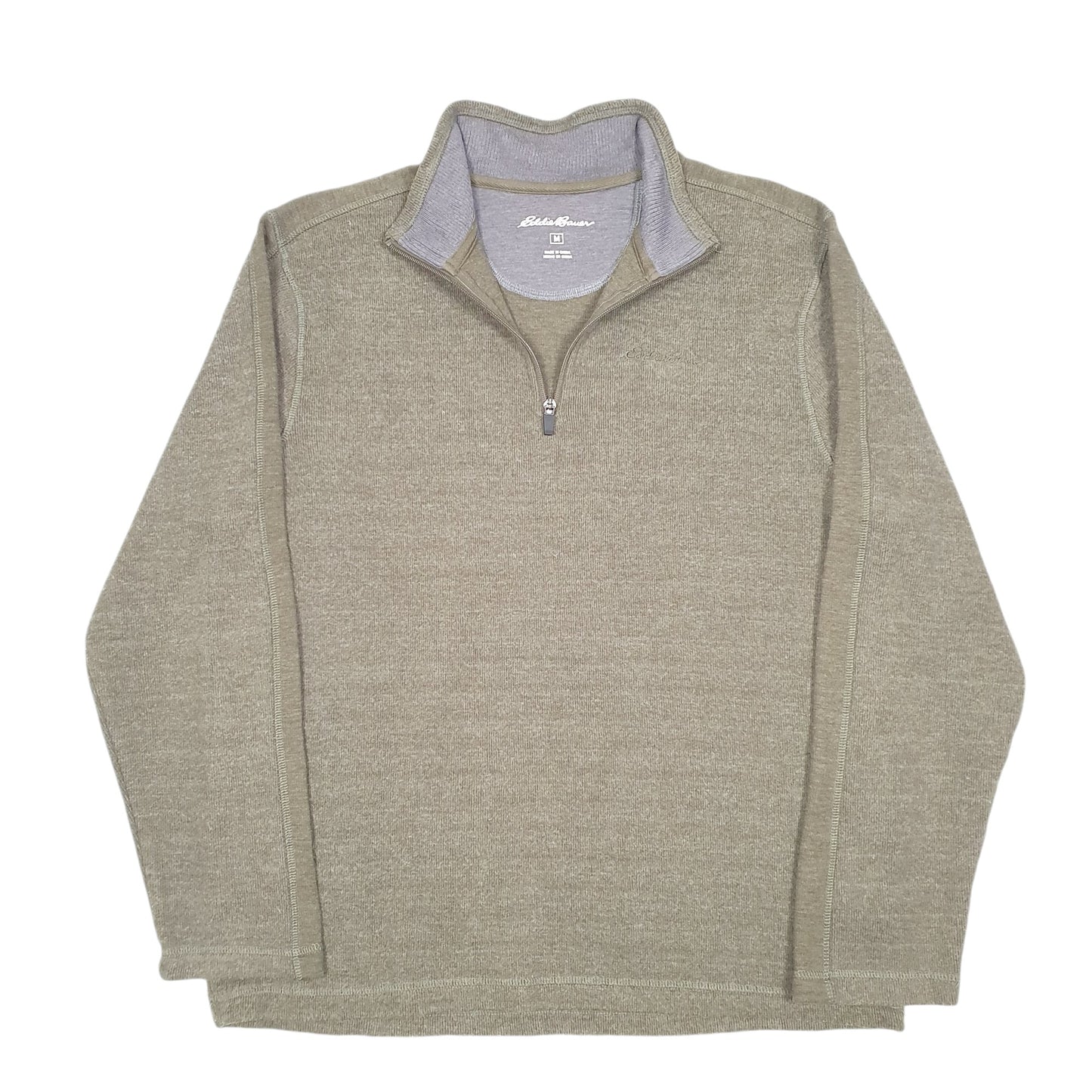 Mens Khaki Eddie Bauer  Quarter Zip Jumper