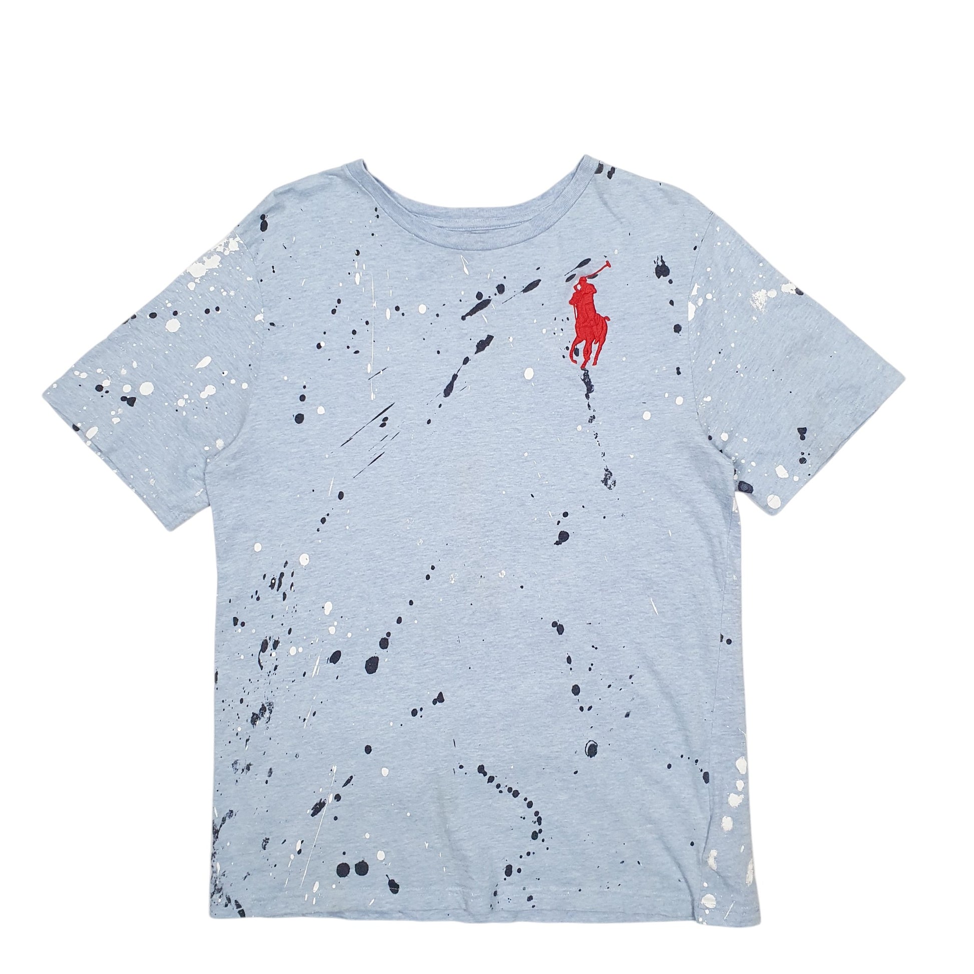 Womens Blue Polo Ralph Lauren Paint Splatter Short Sleeve T Shirt
