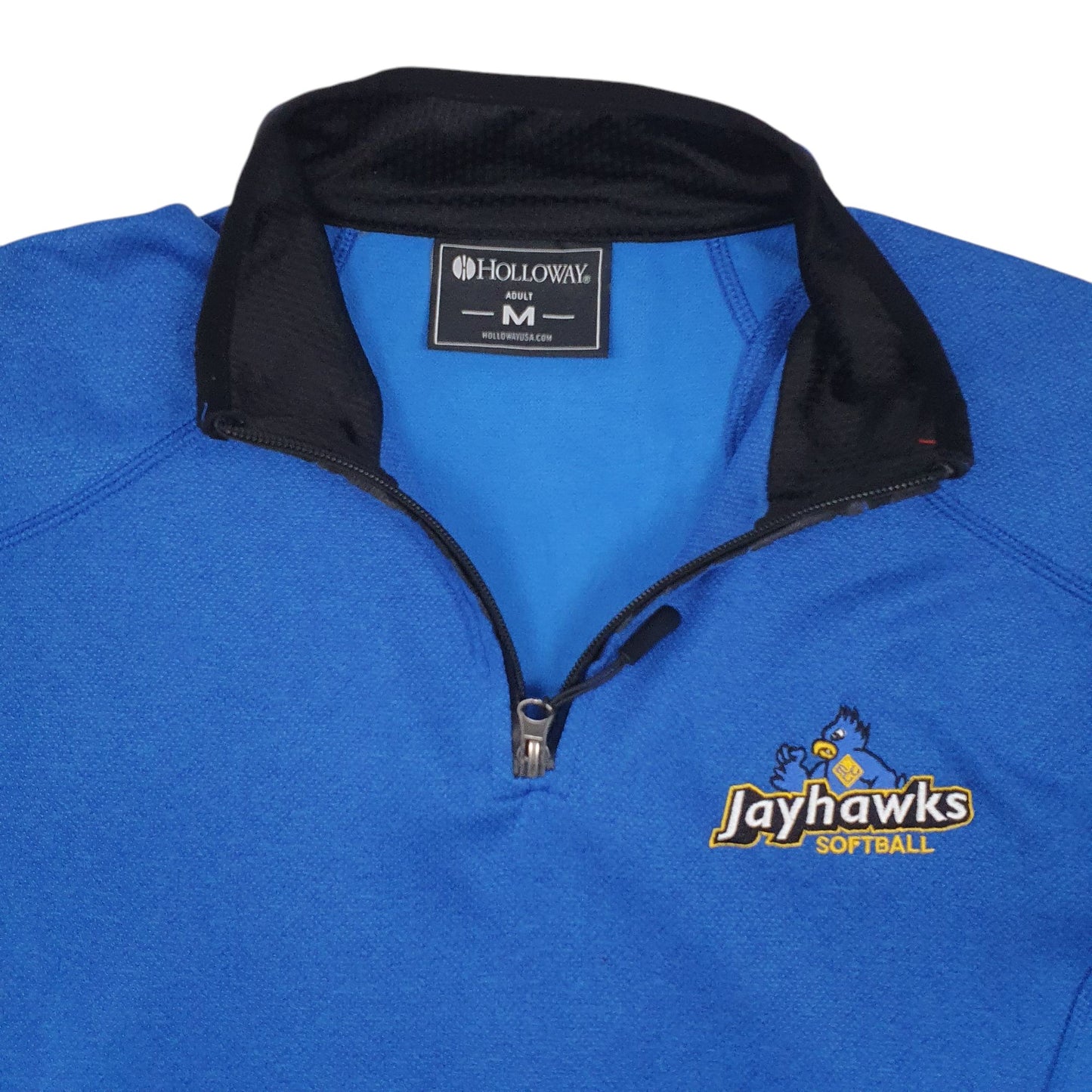 Mens Blue Holloway Jay Hawks Soft Ball Quarter Zip Jumper