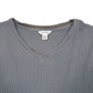 Mens Grey Calvin Klein V Neck Ribbed Tee Long Sleeve T Shirt