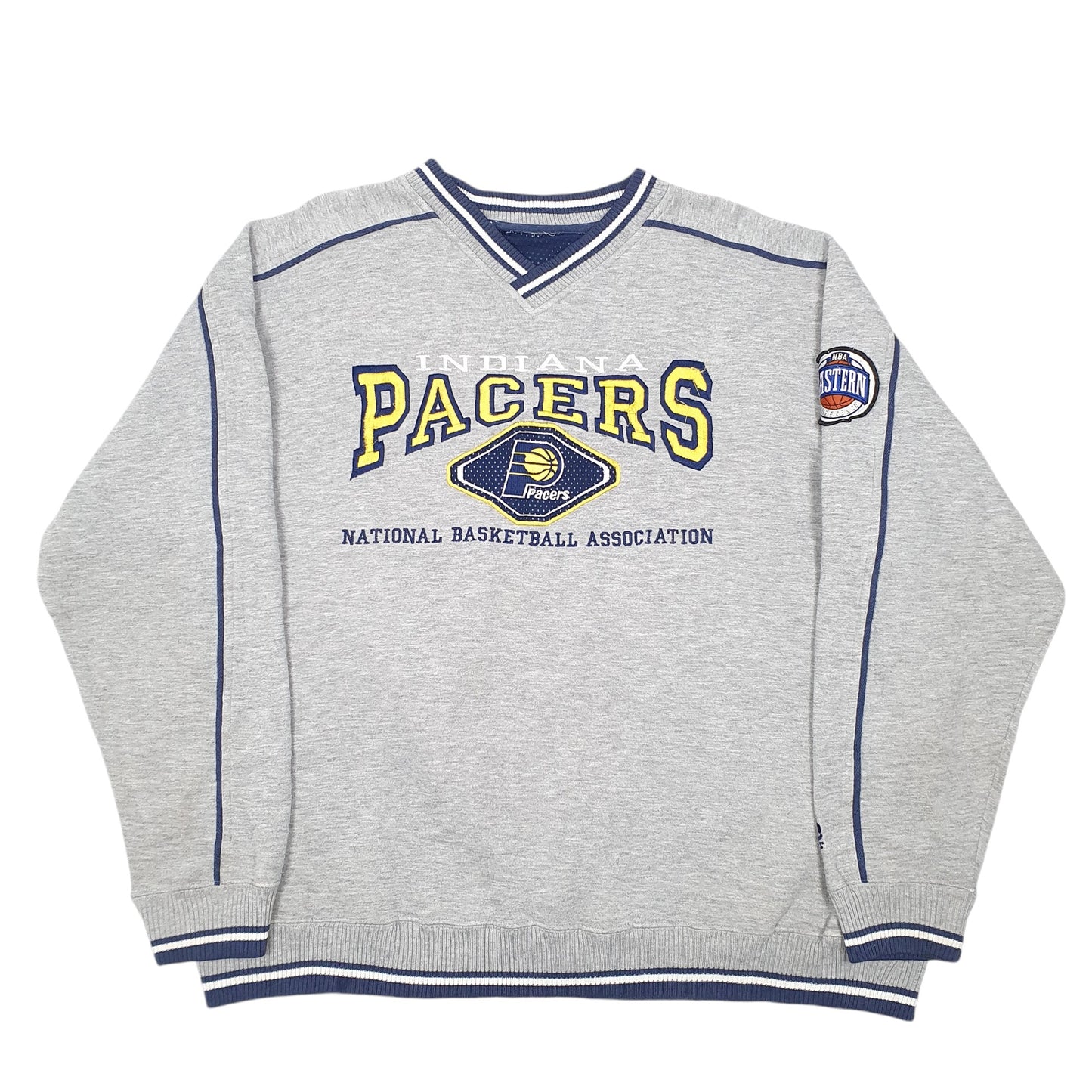 Mens Grey Lee Vintage Sport Indiana Pacers Basketball NBA 90s Crewneck Jumper