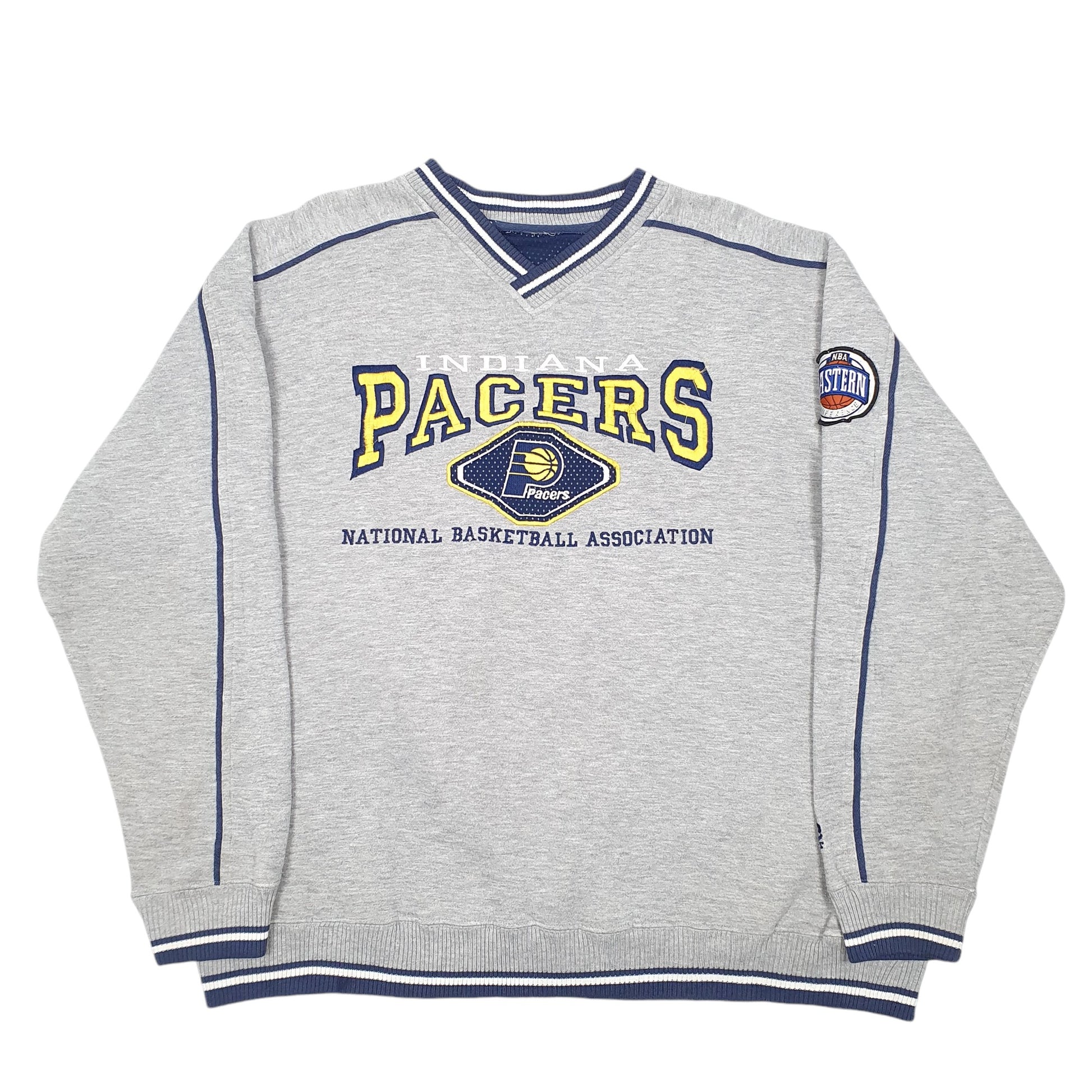 Mens Grey Lee Vintage Sport Indiana Pacers Basketball NBA 90s Crewneck Jumper