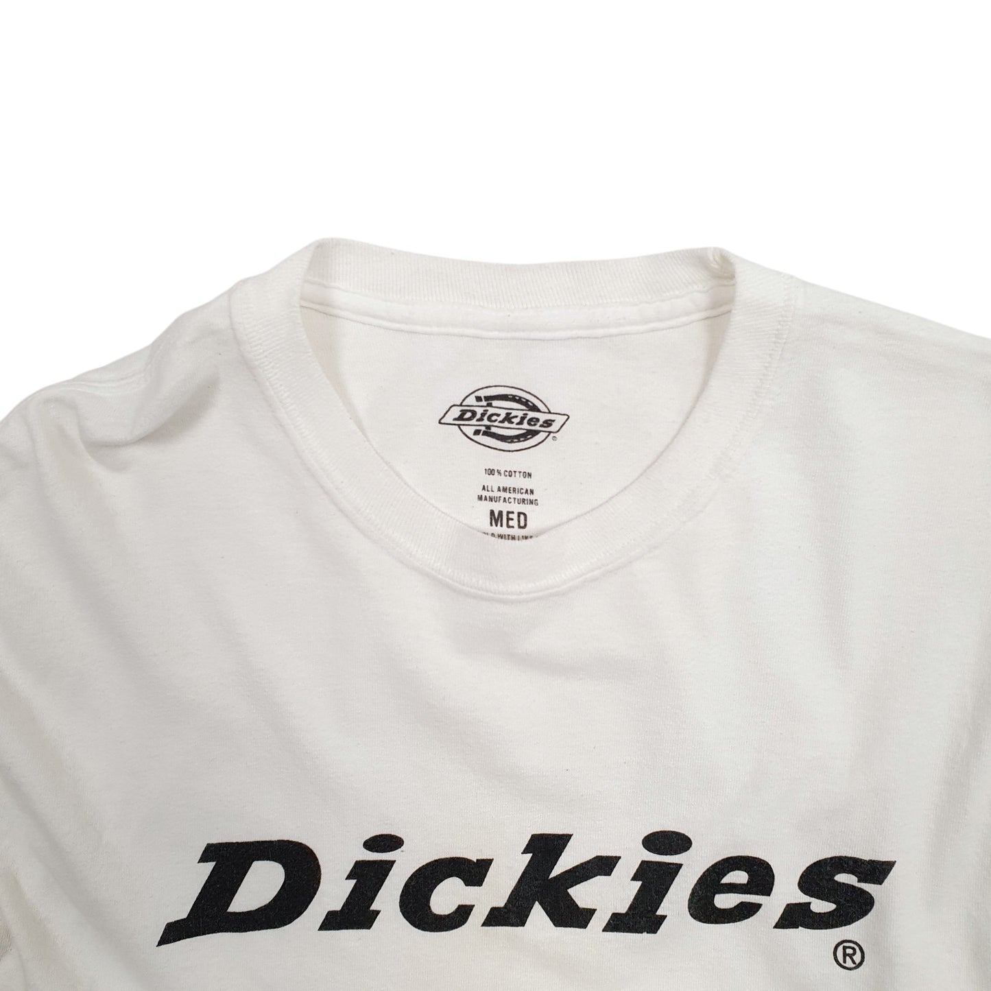 Mens White Dickies Spellout Long Sleeve T Shirt
