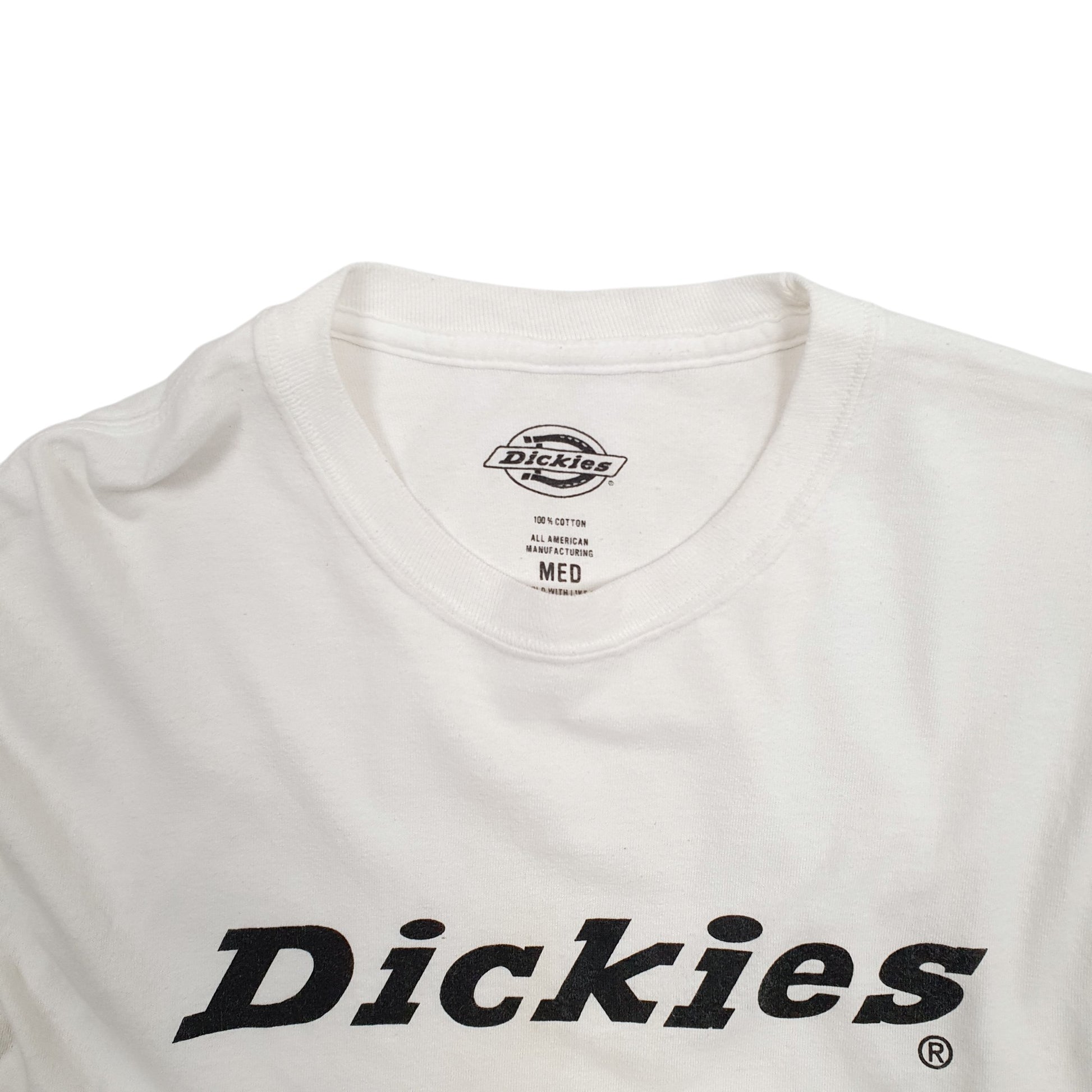 Mens White Dickies Spellout Long Sleeve T Shirt