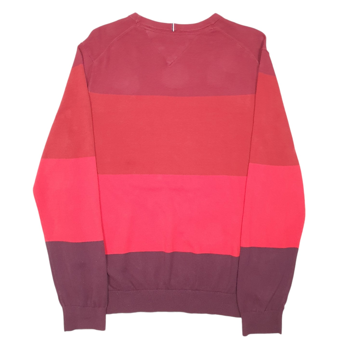 Mens Red Tommy Hilfiger Knit  Striped Sweater Crewneck Jumper