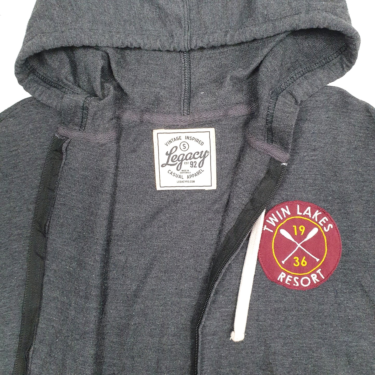 Mens Grey Legacy 92 Hoodie Twin Lakes Full Zip Jumper