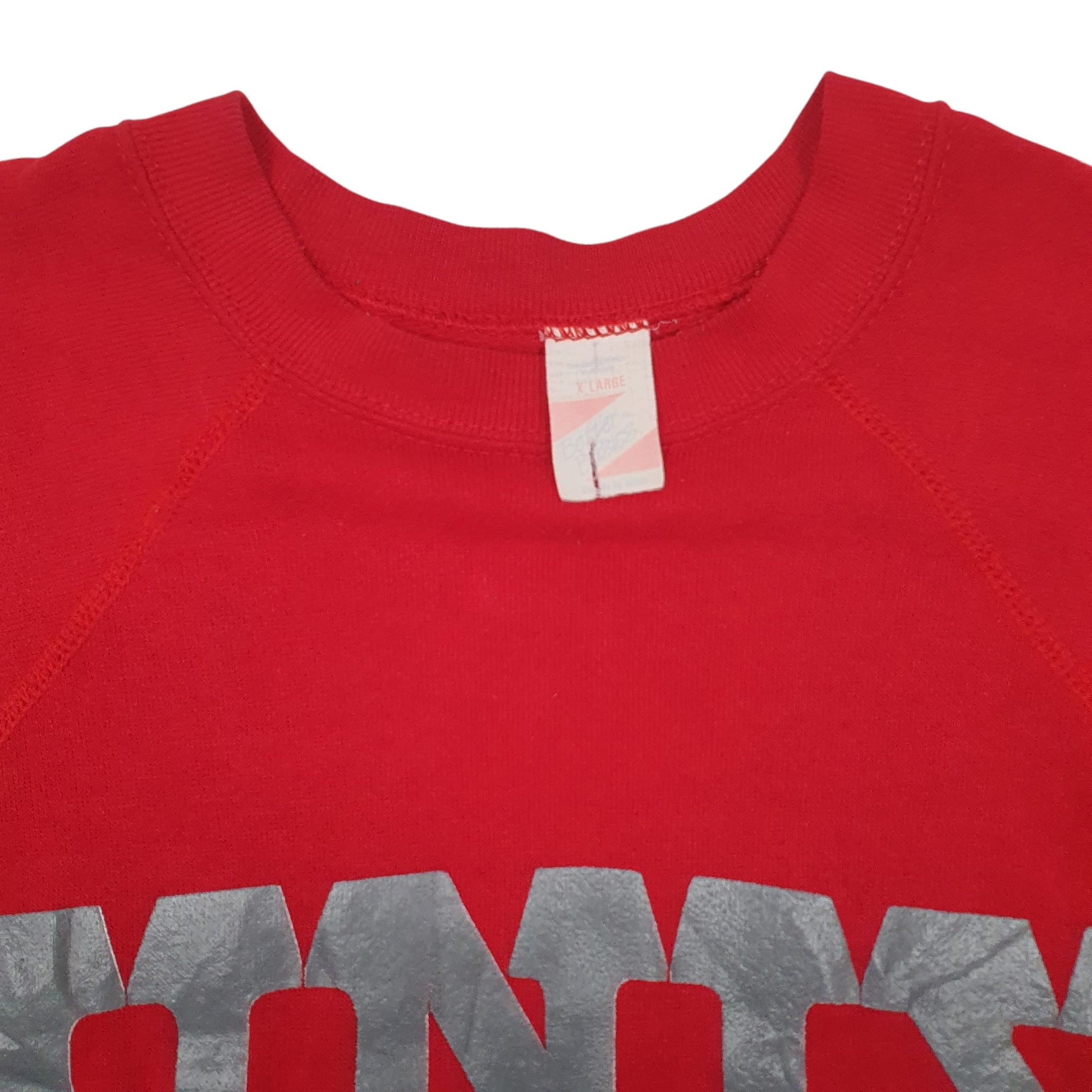 Mens Red Tultex Vintage 90s Made In USA Better Basics Crewneck Jumper