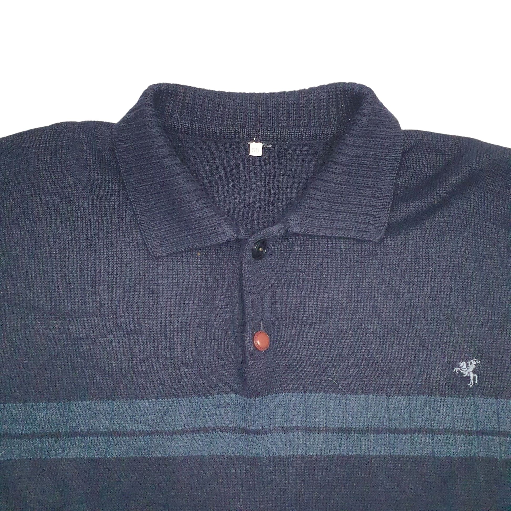 Mens Navy Unbranded Button up Quarter Zip Jumper