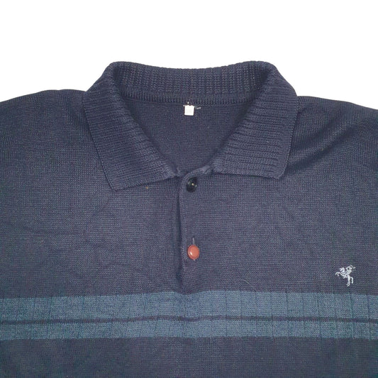 Mens Navy Unbranded Button up Quarter Zip Jumper