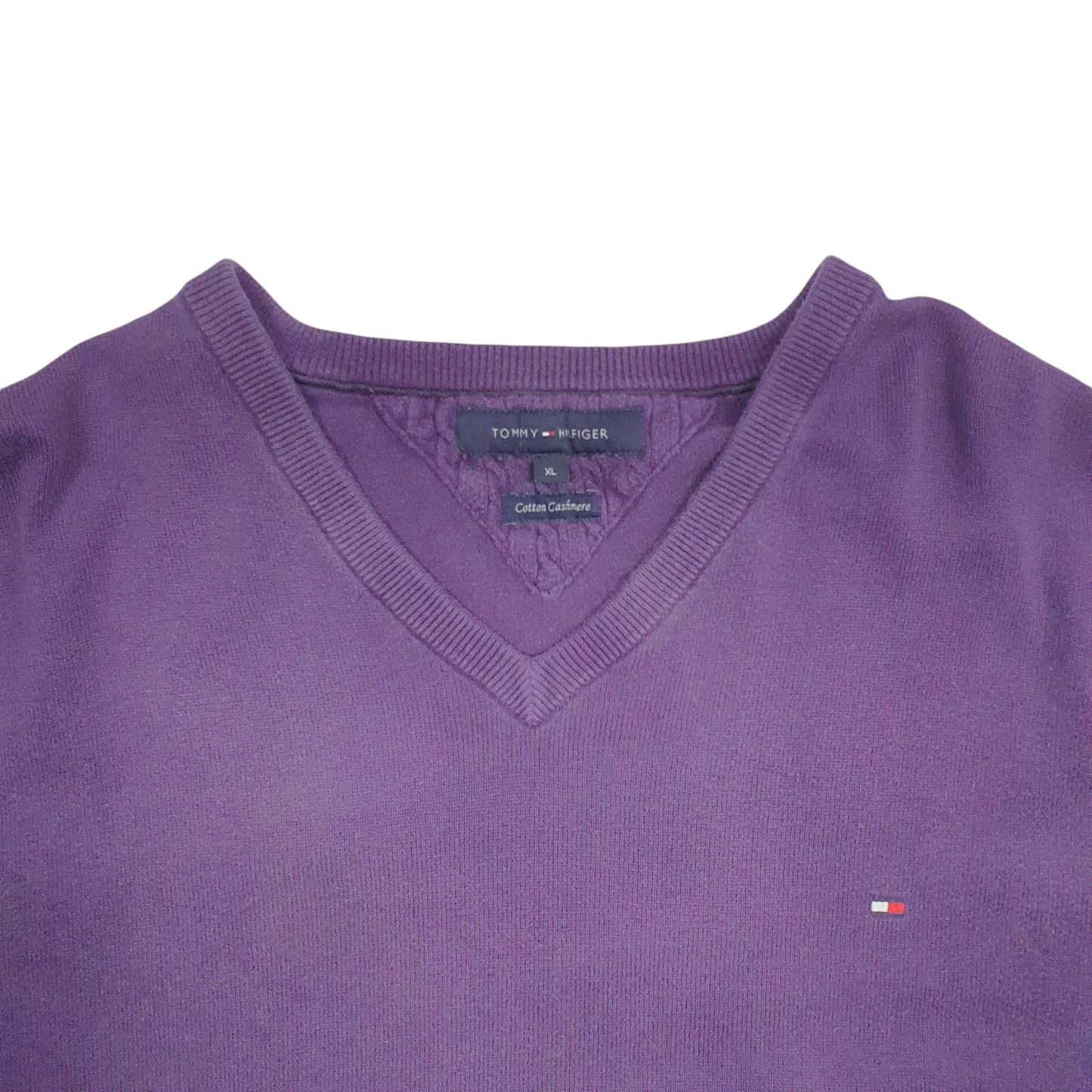 Womens Purple Tommy Hilfiger Knit Cashmere V Neck Jumper