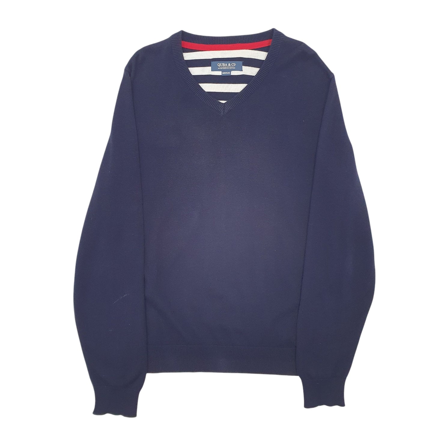 Mens Navy Quba & Co Knitwear V Neck Jumper