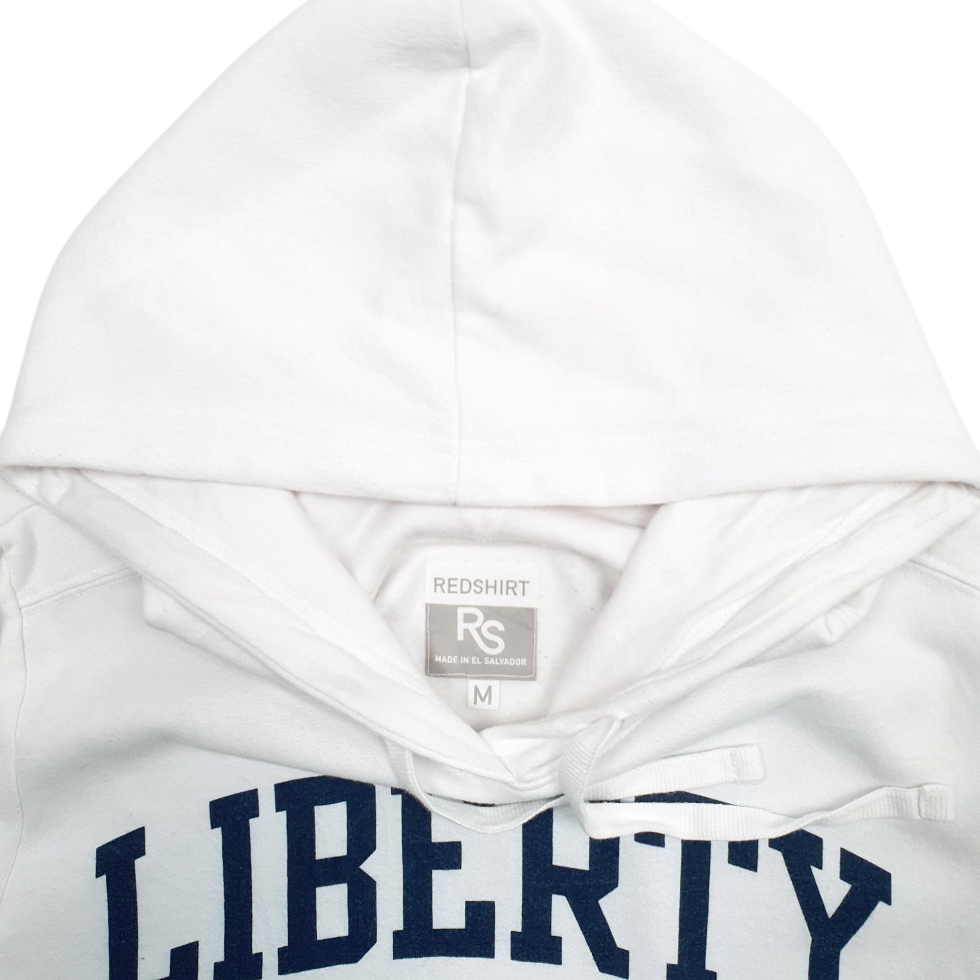 Womens White Redshirt Liberty University Spellout Hoodie Jumper