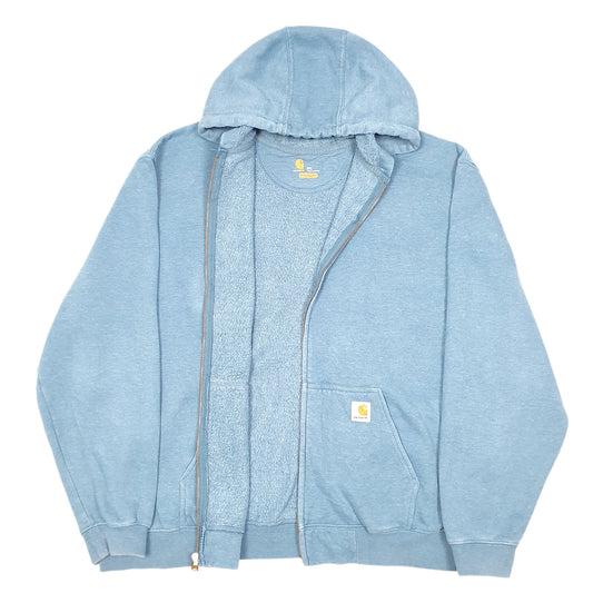 Mens Blue Carhartt Hoodie Workwear Full Zip Jumper