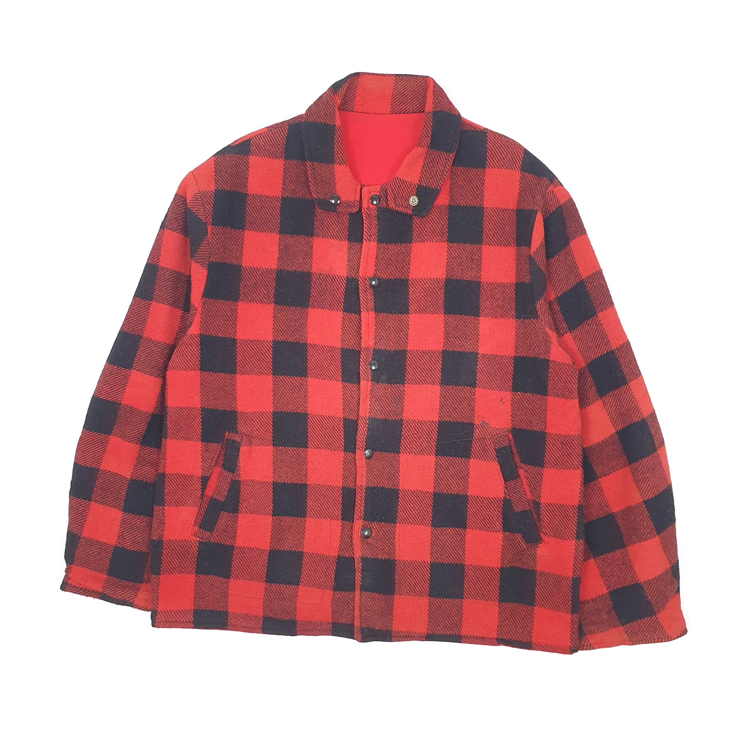 Mens Red Unbranded Vintage 1950s Hunting Plaid Reversible Duck  Coat