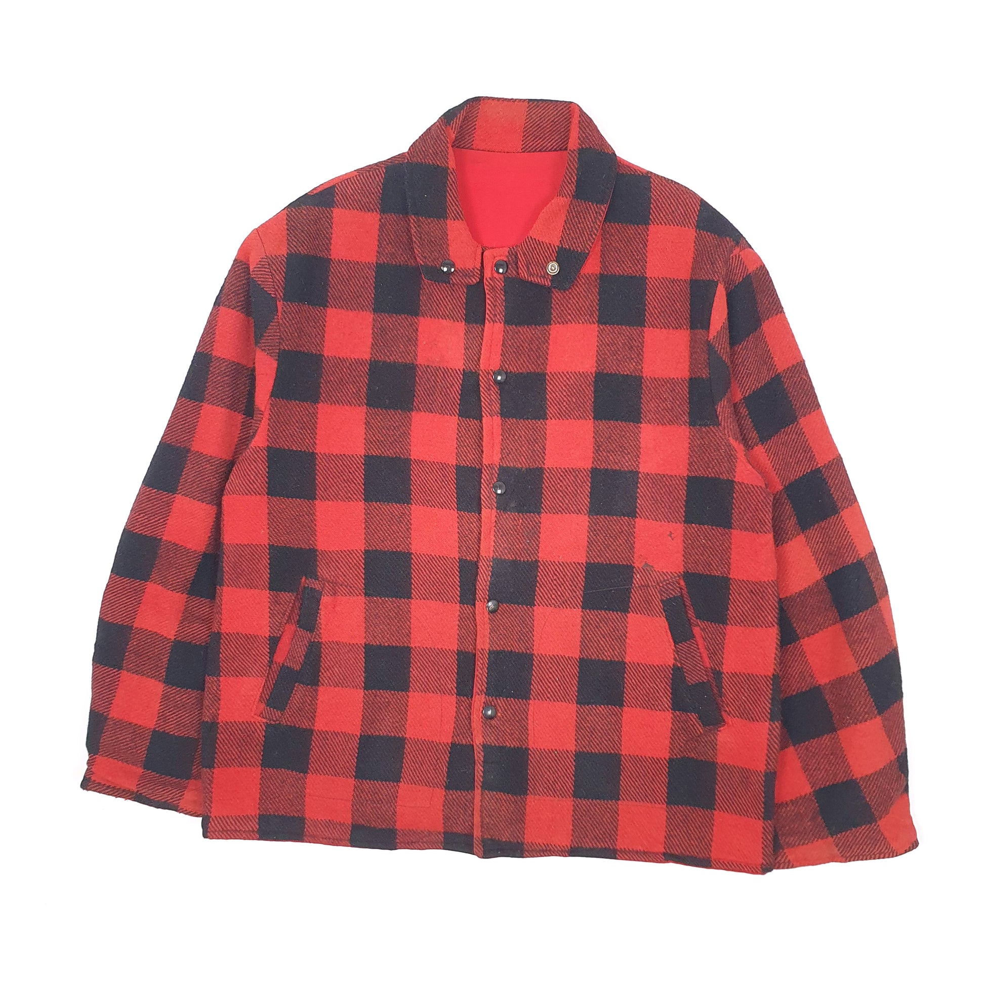 Mens Red Unbranded Vintage 1950s Hunting Plaid Reversible Duck  Coat