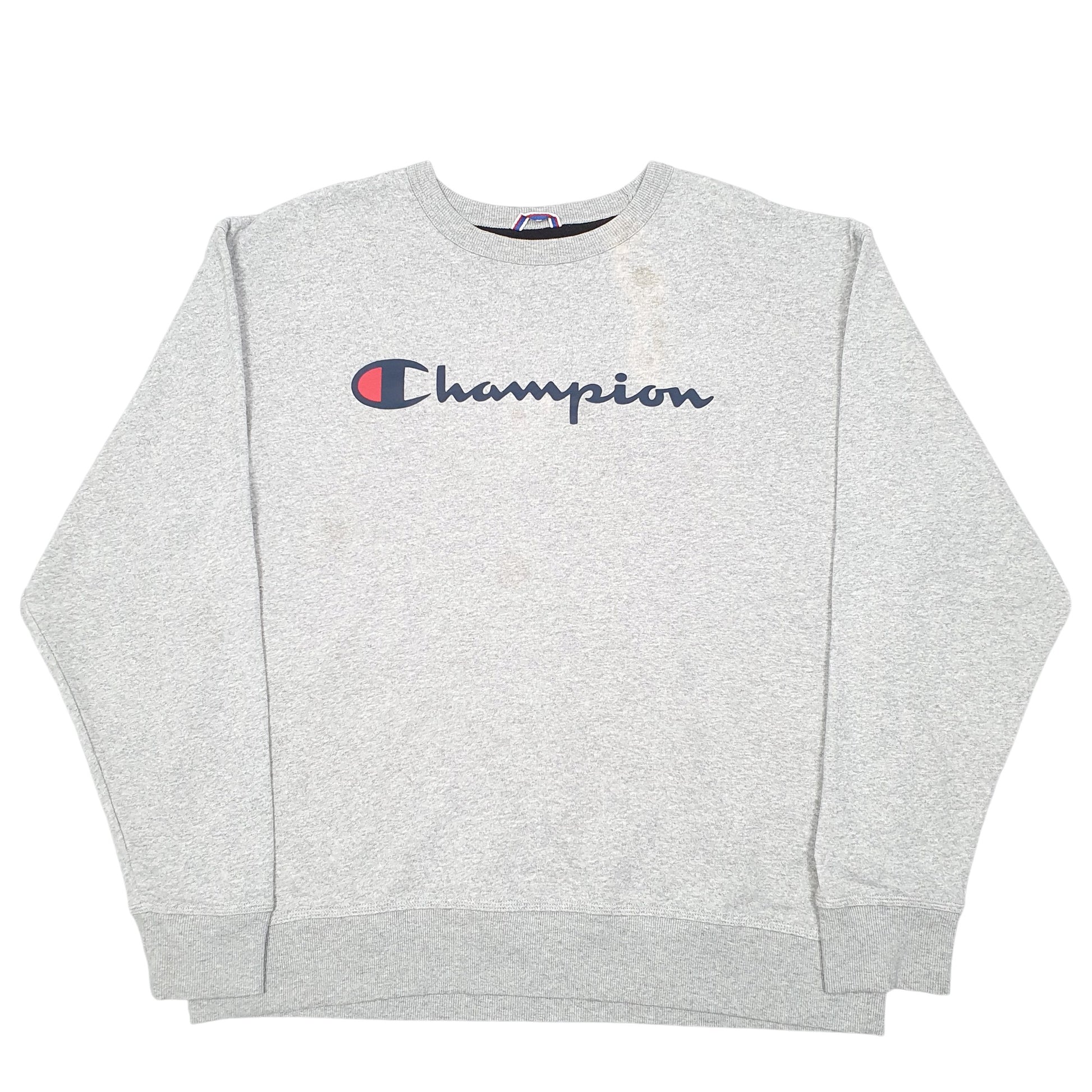 Mens Grey Champion Script Crewneck Jumper