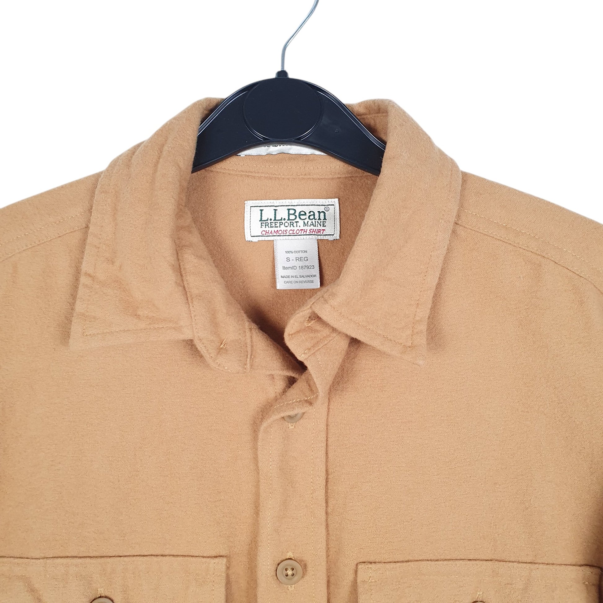 Mens Tan L.L.Bean Chamois Overshirt Shacket Long Sleeve Shirt