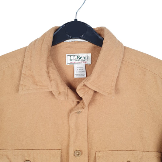 Mens Tan L.L.Bean Chamois Overshirt Shacket Long Sleeve Shirt