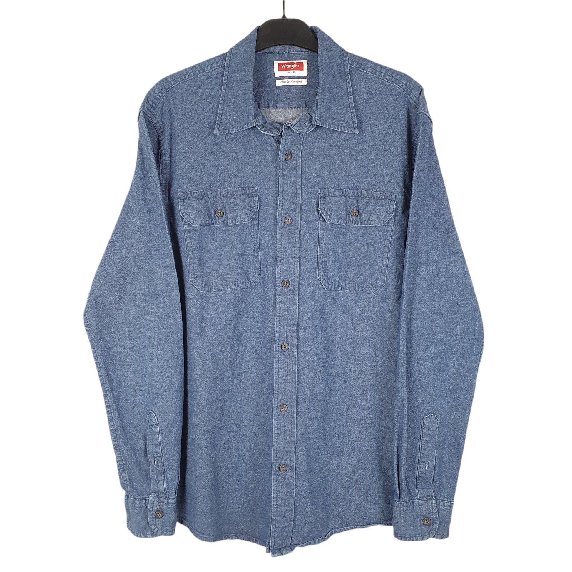 Wrangler Regular Fit Long Sleeve Denim Jeans Chambray Work Comfort