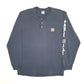Mens Navy Carhartt Henley Long Sleeve T Shirt
