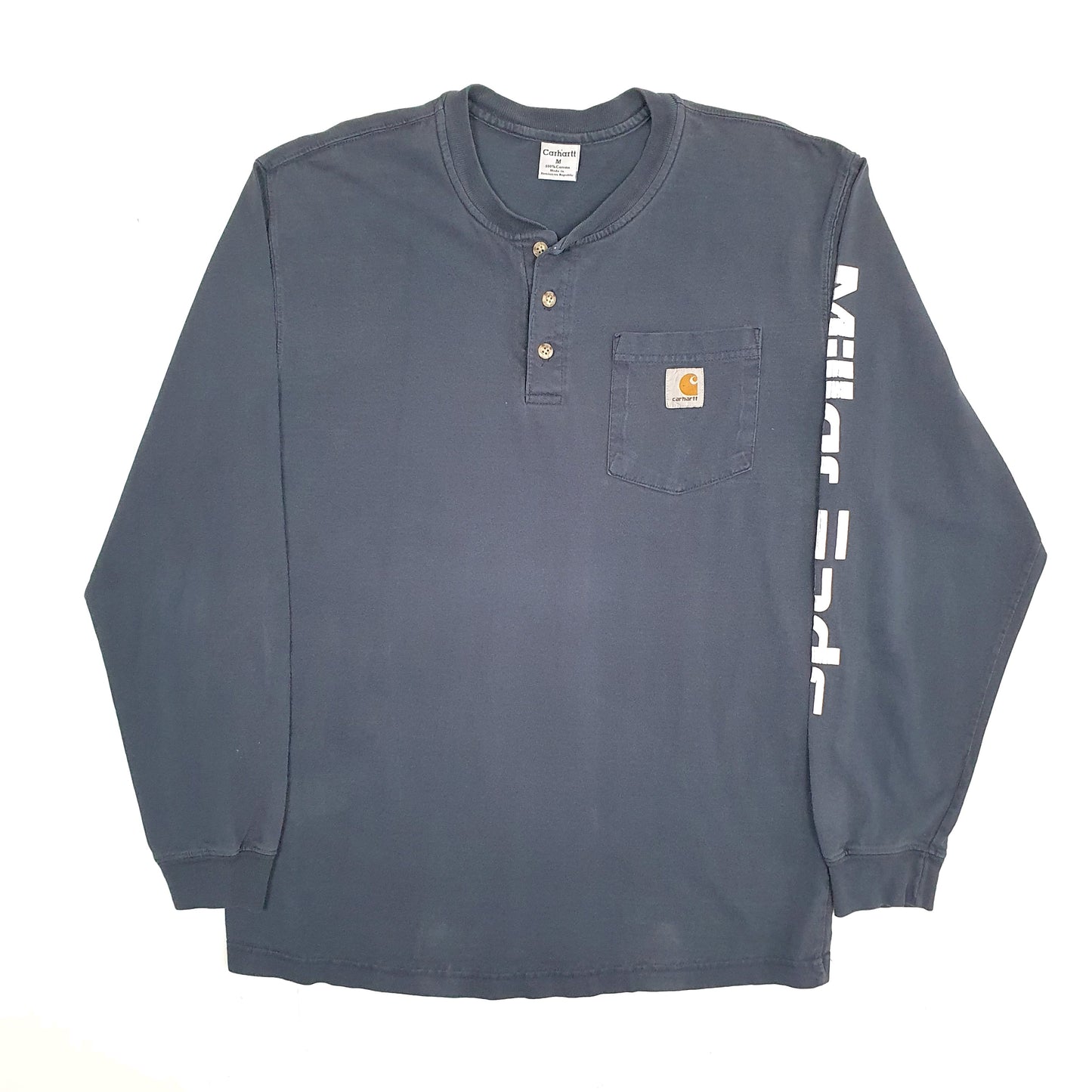 Mens Navy Carhartt Henley Long Sleeve T Shirt