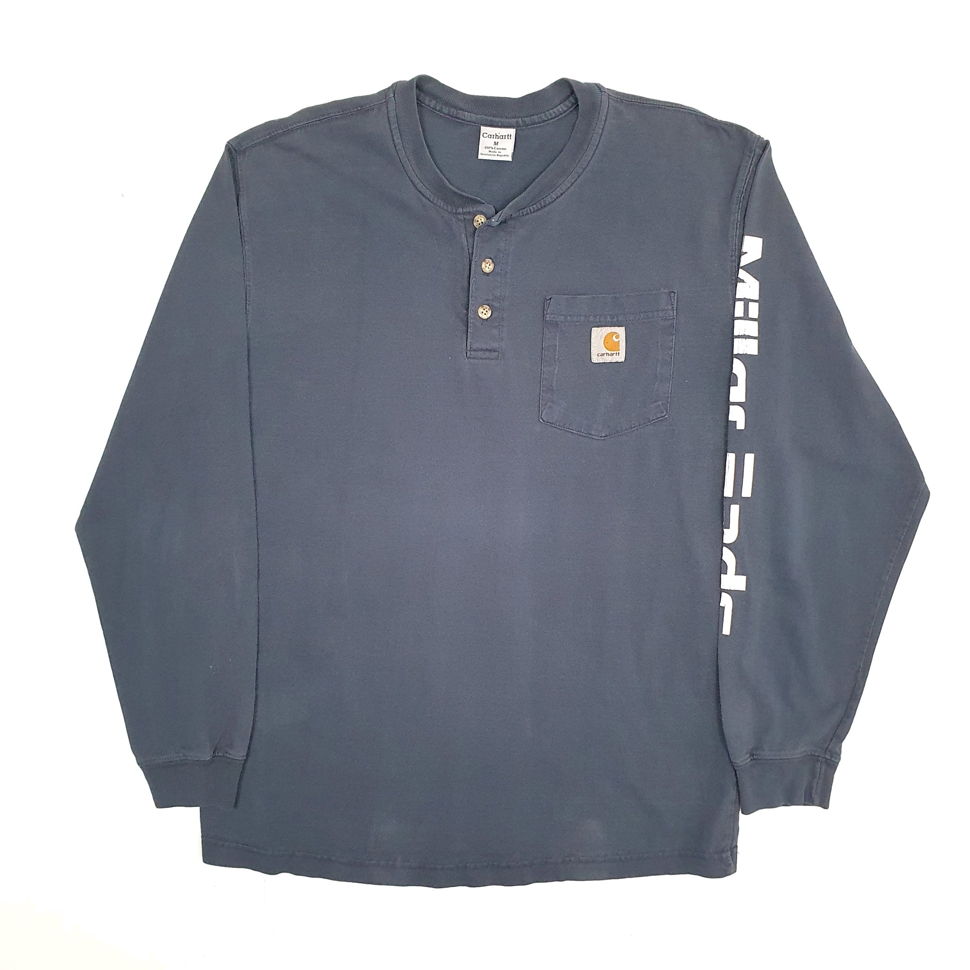 Mens Navy Carhartt Henley Long Sleeve T Shirt