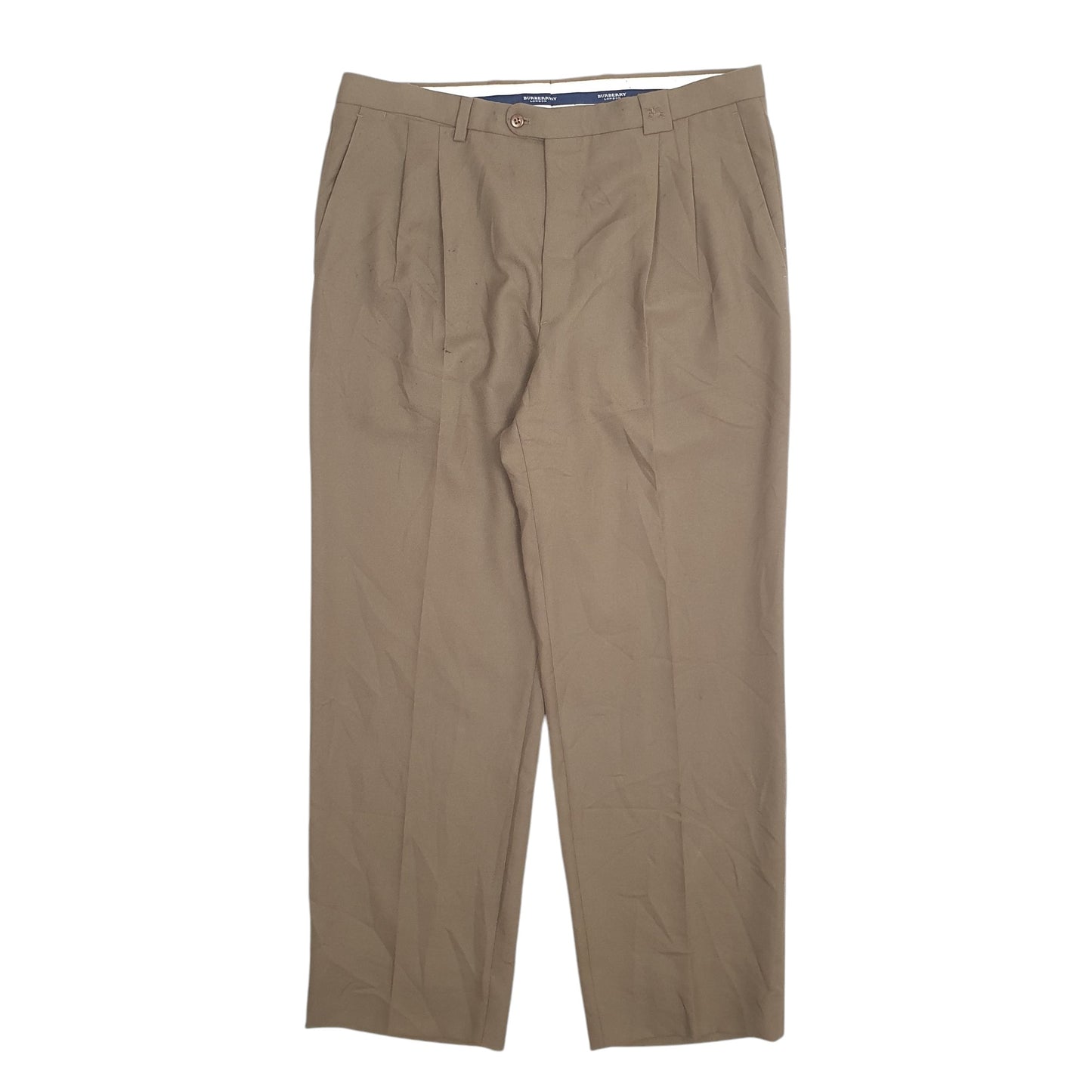 Mens Brown Burberry Pelican Double Pleated Chino Trousers