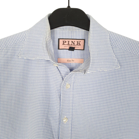 Mens Blue Pink  Long Sleeve Shirt